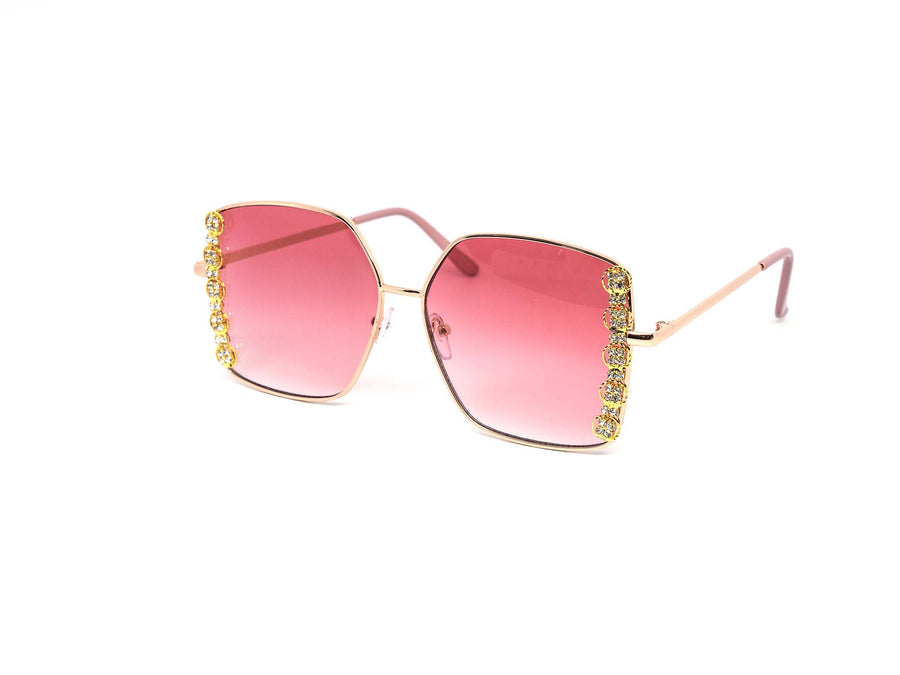 12 Pack: Oversized Square Rhinestone Blossom Wholesale Sunglasses
