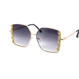 12 Pack: Oversized Square Rhinestone Blossom Wholesale Sunglasses
