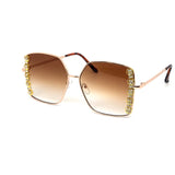 12 Pack: Oversized Square Rhinestone Blossom Wholesale Sunglasses