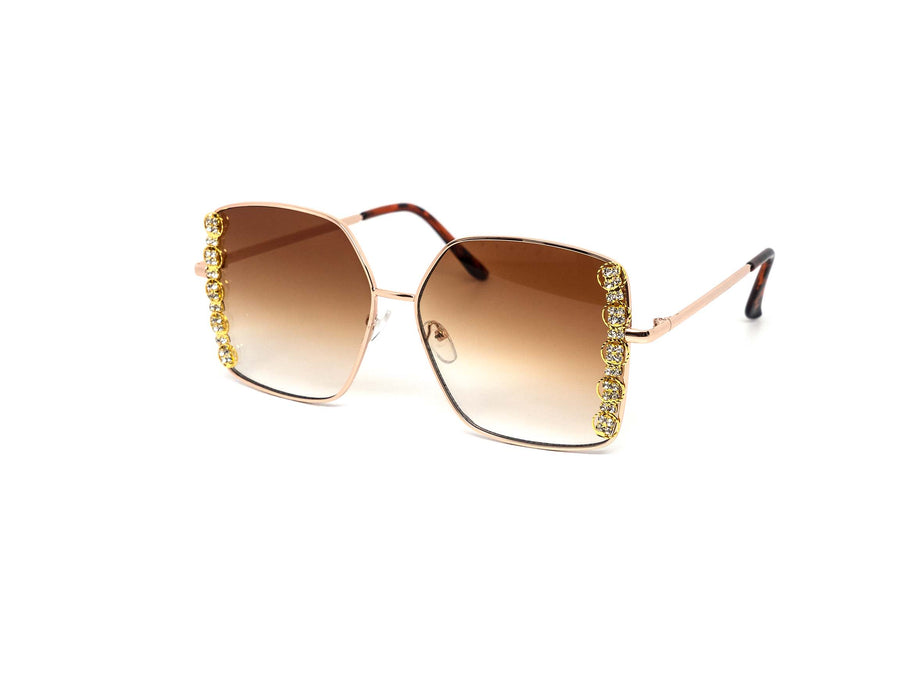 12 Pack: Oversized Square Rhinestone Blossom Wholesale Sunglasses
