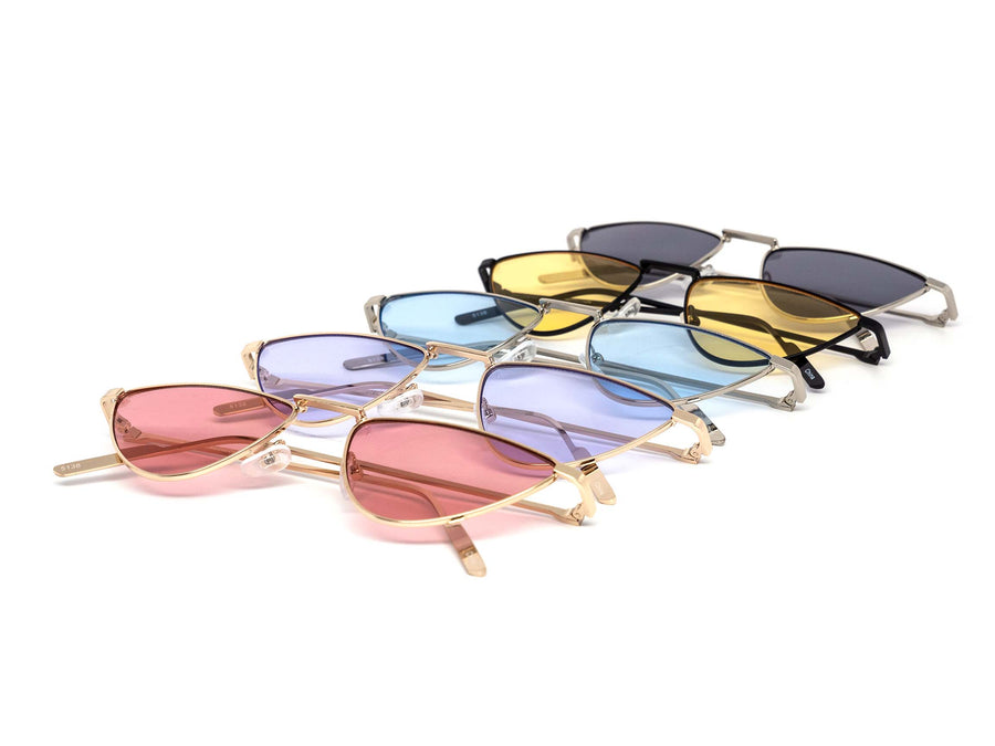 12 Pack: Skinny Triangular Color Metal Wholesale Sunglasses