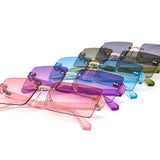 12 Pack: Square Rimless Crystal Color Gradient Wholesale Sunglasses
