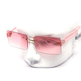 12 Pack: Square Rimless Crystal Color Gradient Wholesale Sunglasses