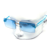 12 Pack: Square Rimless Crystal Color Gradient Wholesale Sunglasses
