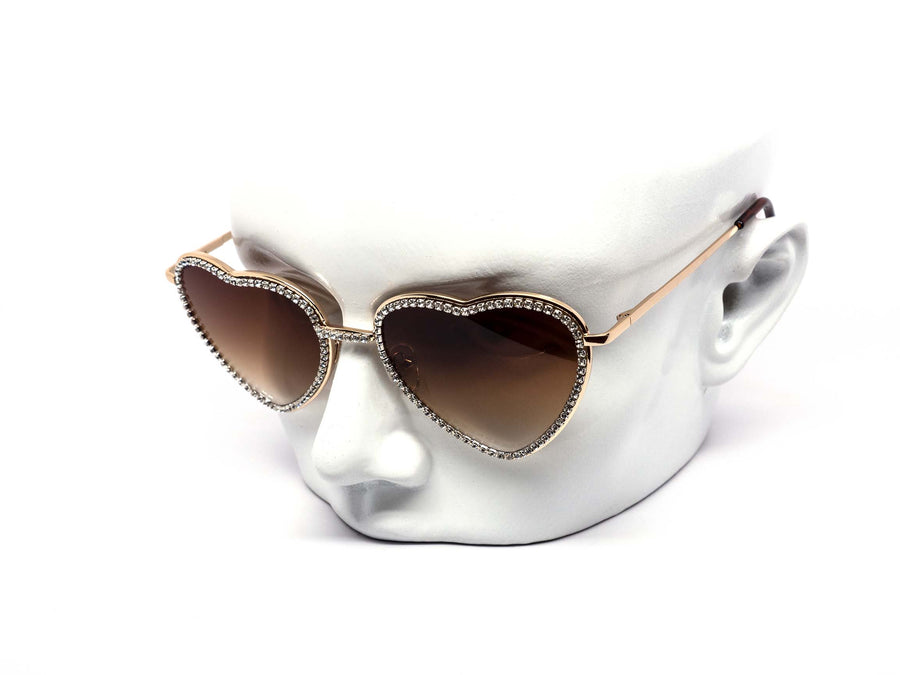 12 Pack: Rhinestone Heart Metal Gradient Wholesale Sunglasses