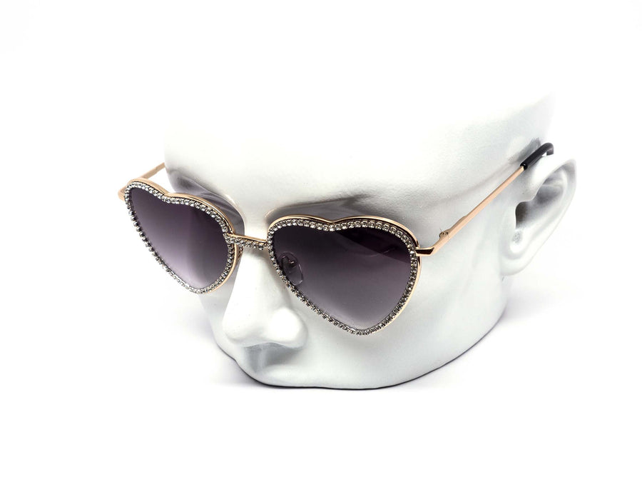 12 Pack: Rhinestone Heart Metal Gradient Wholesale Sunglasses
