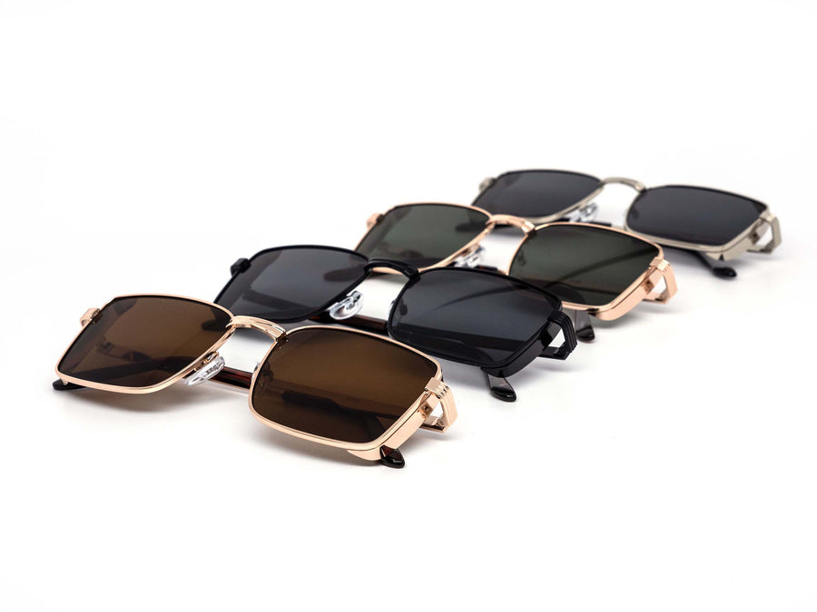 12 Pack: Retro Gleamy Metal Square Wholesale Sunglasses