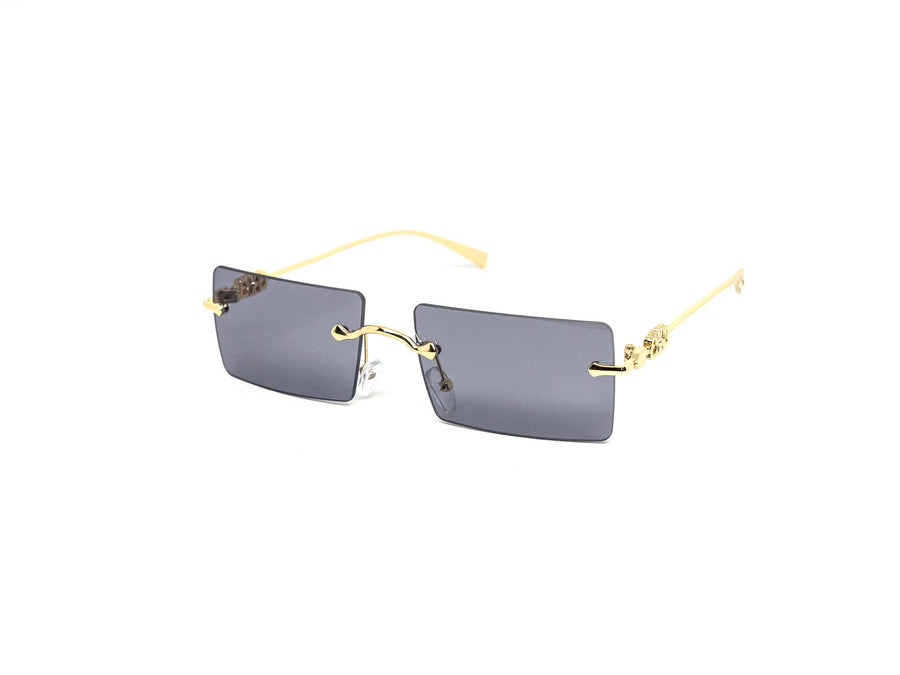12 Pack: Rimless Lux Crest Square Metal Color Wholesale Sunglasses