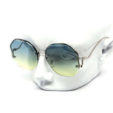 12 Pack: Round Wavy Miter-cut Rimless Duotone Wholesale Sunglasses