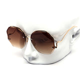 12 Pack: Round Wavy Miter-cut Rimless Duotone Wholesale Sunglasses