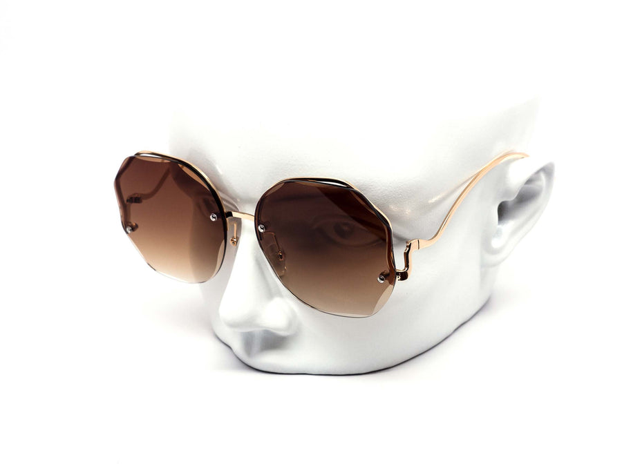 12 Pack: Round Wavy Miter-cut Rimless Duotone Wholesale Sunglasses