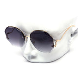 12 Pack: Round Wavy Miter-cut Rimless Duotone Wholesale Sunglasses