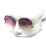 12 Pack: Round Wavy Miter-cut Rimless Duotone Wholesale Sunglasses