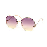 12 Pack: Round Wavy Miter-cut Rimless Duotone Wholesale Sunglasses