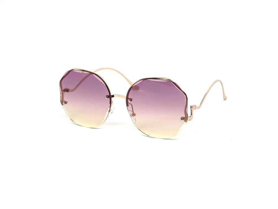 12 Pack: Round Wavy Miter-cut Rimless Duotone Wholesale Sunglasses