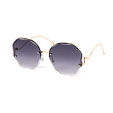12 Pack: Round Wavy Miter-cut Rimless Duotone Wholesale Sunglasses