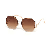 12 Pack: Round Wavy Miter-cut Rimless Duotone Wholesale Sunglasses
