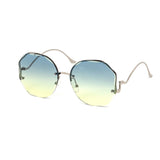12 Pack: Round Wavy Miter-cut Rimless Duotone Wholesale Sunglasses