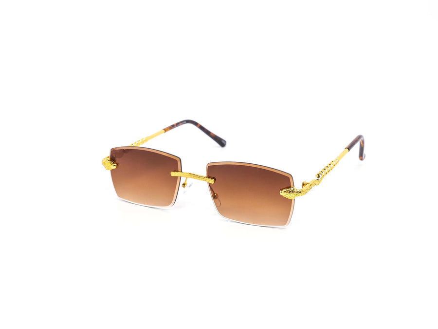 12 Pack: Rimless Miter-cut Serpent Metal Gradient Wholesale Sunglasses