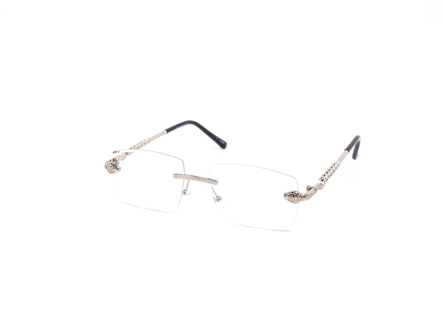 12 Pack: Rimless Miter-cut Serpent Metal Clear Wholesale Glasses