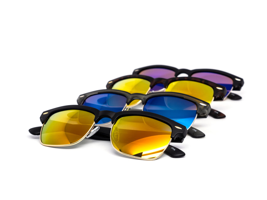 12 Pack: Classic Clubber Rectangular Mirror Wholesale Sunglasses