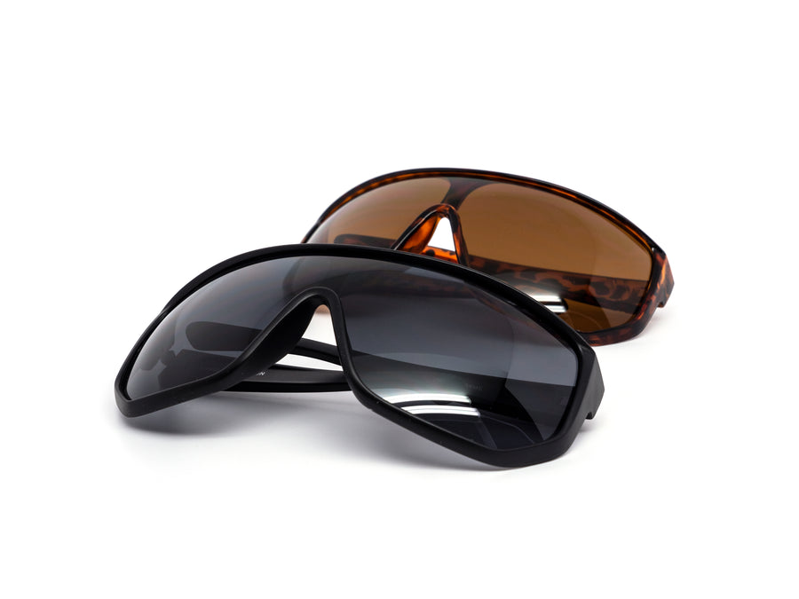12 Pack: Oversized Shield Wrapper Flat-top Wholesale Sunglasses
