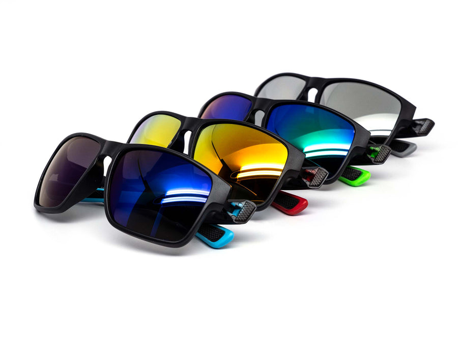 12 Pack: Kush Casual Neon Temple Color Mirror Wholesale Sunglasses
