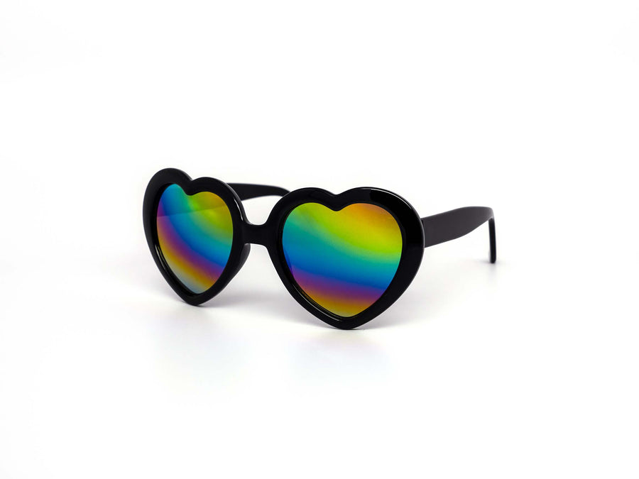 12 Pack: Rainbow Mirror Bubble Heart Wholesale Sunglasses