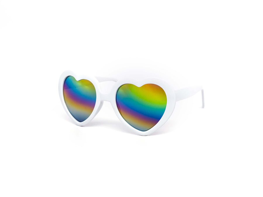 12 Pack: Rainbow Mirror Bubble Heart Wholesale Sunglasses