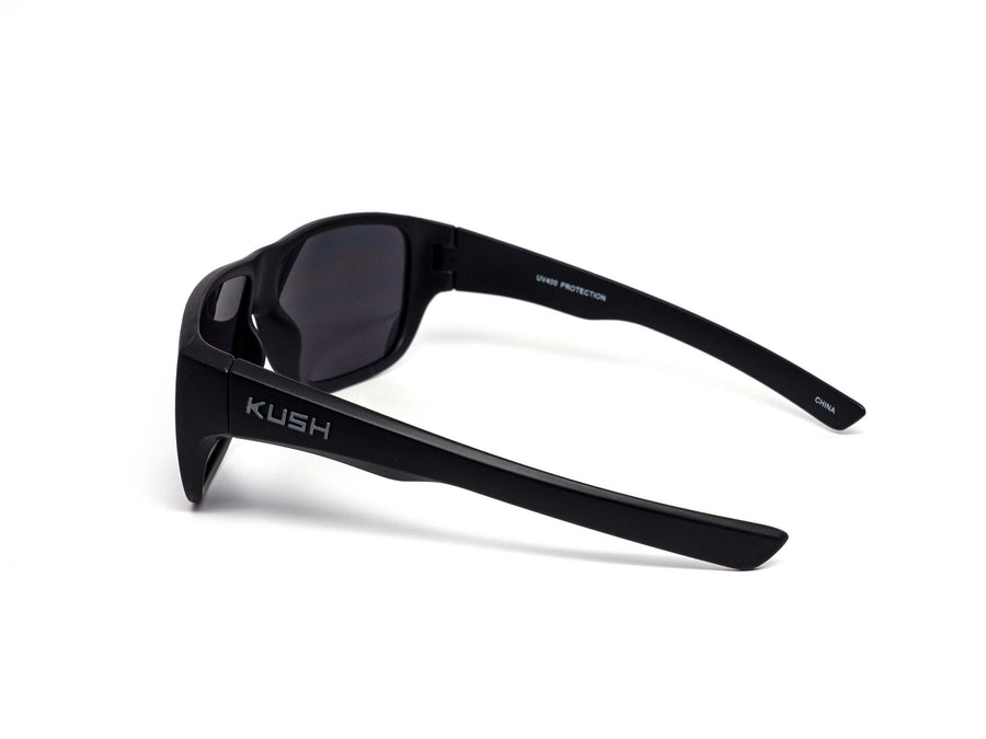 12 Pack: Matte Black Kush Thick Wrap-around Wholesale Sunglasses