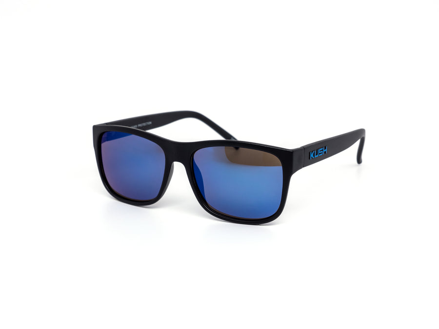 12 Pack: Kush Casual Lifestyle All-black Color Mirror Wholesale Sunglasses