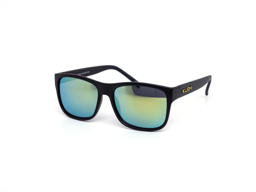 12 Pack: Kush Casual Lifestyle All-black Color Mirror Wholesale Sunglasses