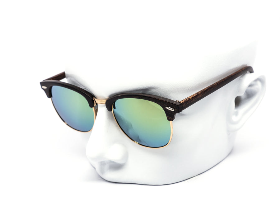 12 Pack: Classy Clubber Woody Frame Mirror Wholesale Sunglasses