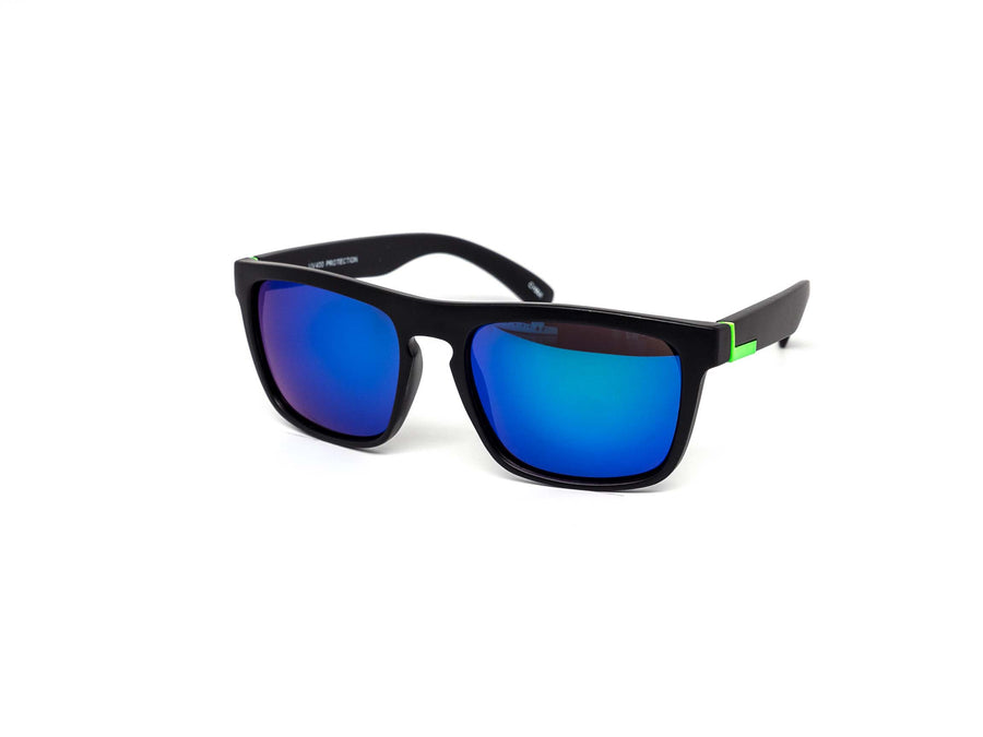 12 Pack: Matte Black Active Sports Square Mirror Wholesale Sunglasses