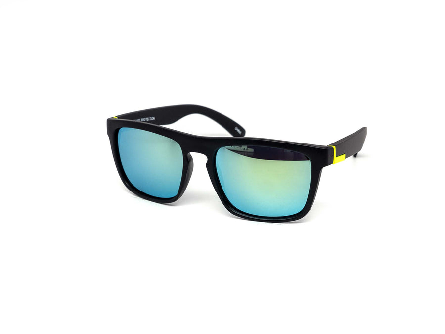 12 Pack: Matte Black Active Sports Square Mirror Wholesale Sunglasses