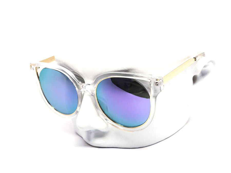 12 Pack: Circle Cateye Crystal Color Mirror Wholesale Sunglasses