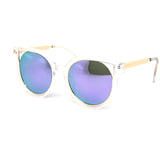 12 Pack: Circle Cateye Crystal Color Mirror Wholesale Sunglasses
