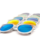 12 Pack: Circle Cateye Crystal Color Mirror Wholesale Sunglasses