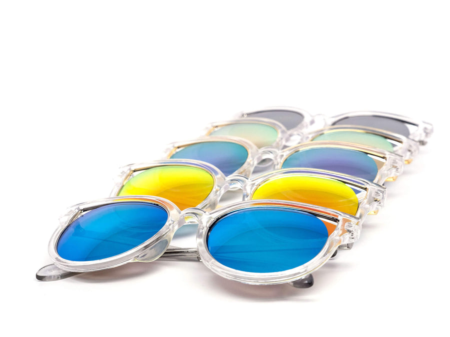 12 Pack: Circle Cateye Crystal Color Mirror Wholesale Sunglasses