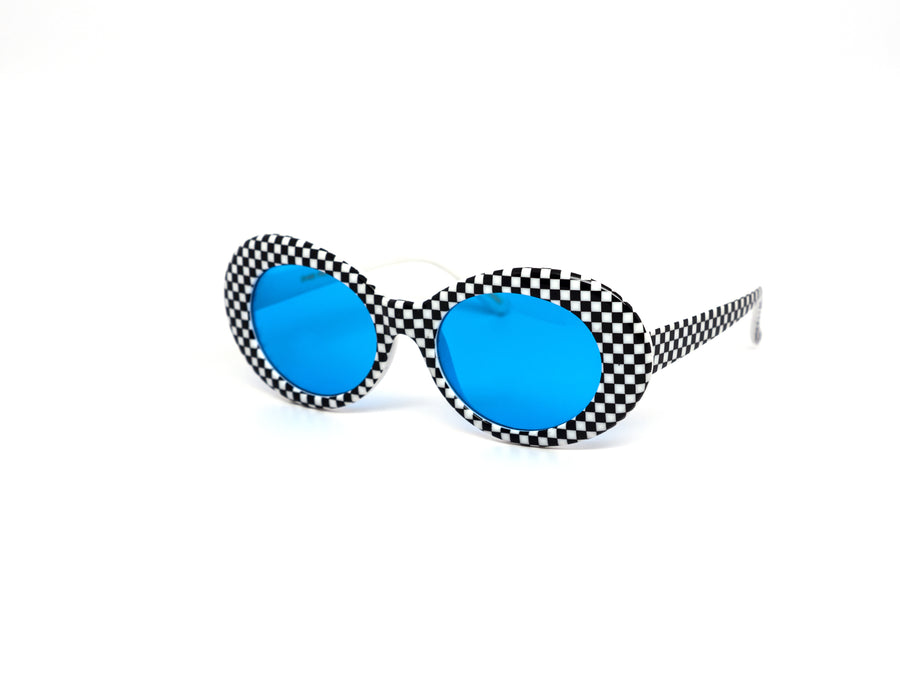12 Pack: Trendy Retro Checkered Oval Color Wholesale Sunglasses