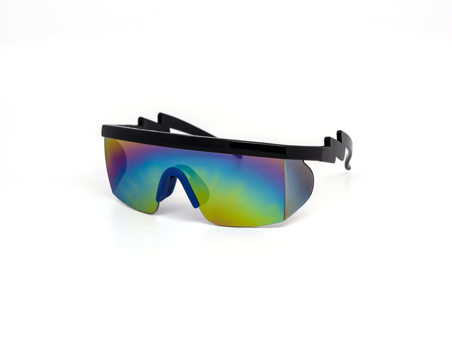 12 Pack: Lightning Sport Burnt Mirror Shield Wholesale Sunglasses