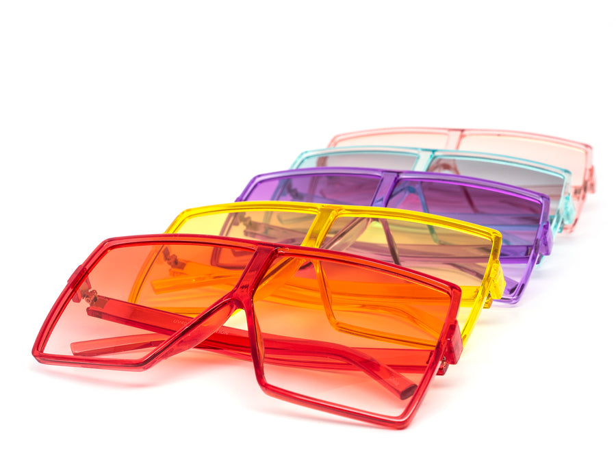 12 Pack: Oversized Minimal Square Pastel Gradient Aviator Wholesale Sunglasses