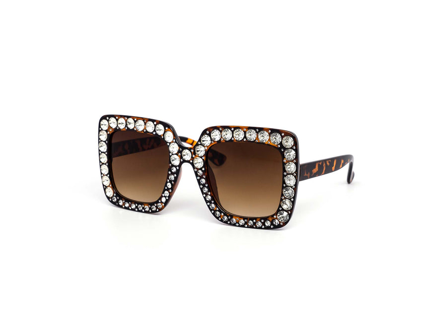 12 Pack: Chic Square Rhinestone Gradient Wholesale Sunglasses