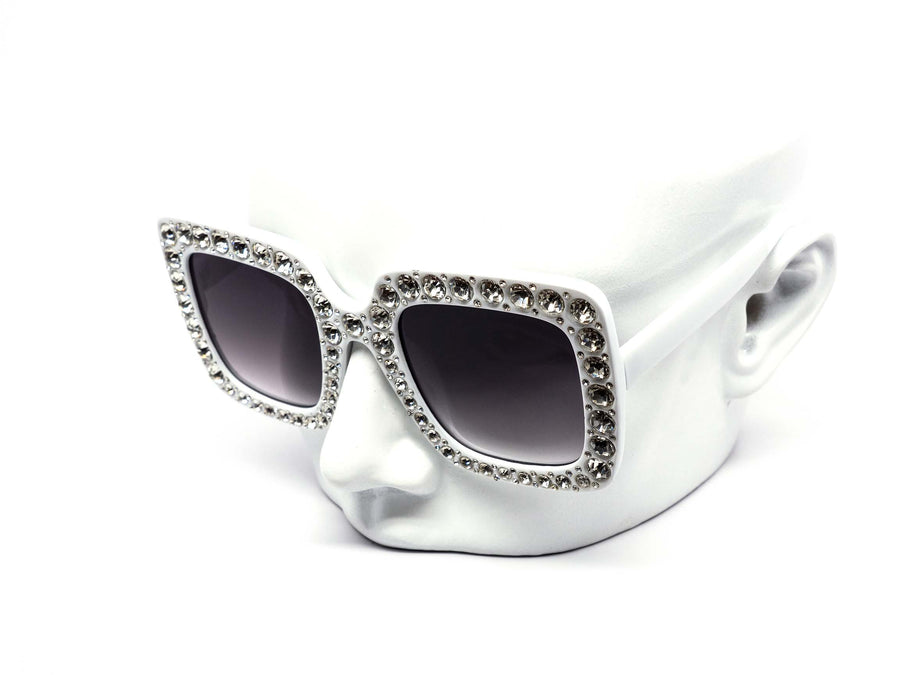 12 Pack: Chic Square Rhinestone Gradient Wholesale Sunglasses