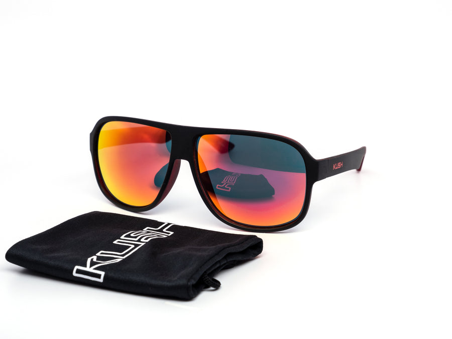 12 Pack: Kush Matte Finish Aviator Mirror Wholesale Sunglasses with Pouch