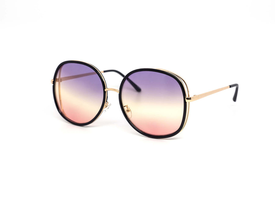 12 Pack: Oversized Round Double Ring Duo-tone Wholesale Sunglasses