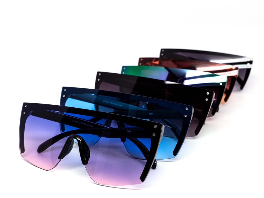 12 Pack: Oversized Rimless Shield Gradient Wholesale Sunglasses