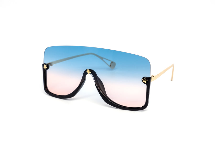 12 Pack: Semi-rimless Oversized Shield Duo-tone Wholesale Sunglasses