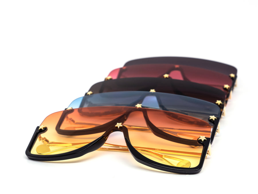 12 Pack: Semi-rimless Oversized Shield Duo-tone Wholesale Sunglasses