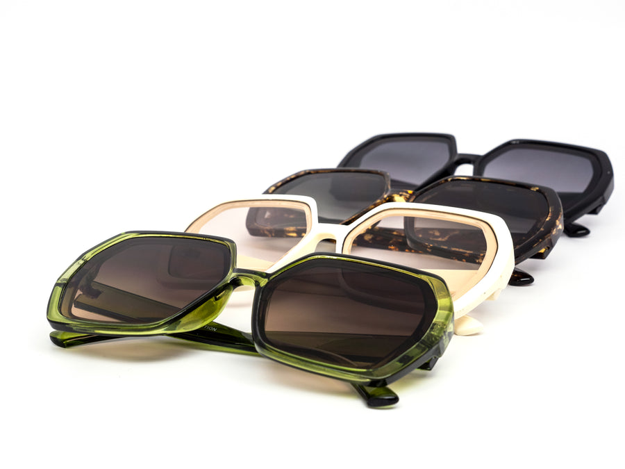 12 Pack: Retro Oversized Hexagon Gradient Wholesale Sunglasses